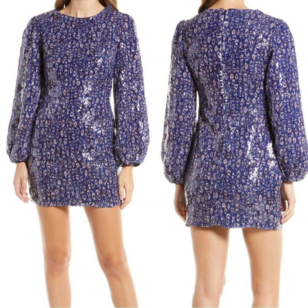 BTFL-Life NWT Sequin Puff Sleeve Dress in Midnight Size M